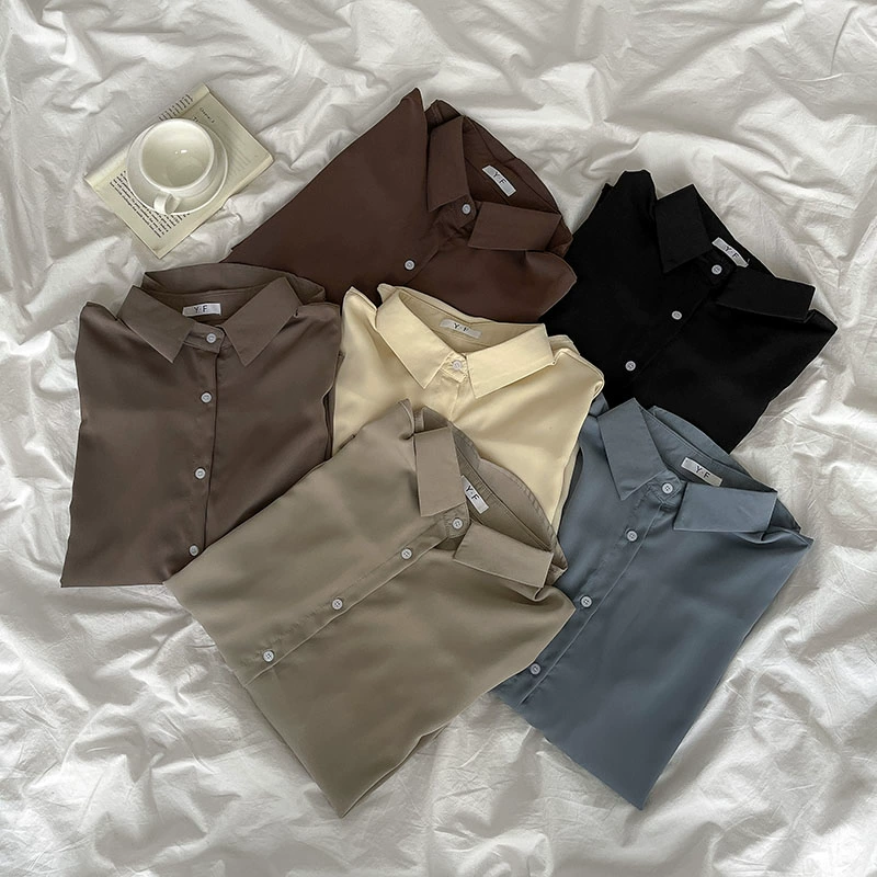 女士衬衫休闲百搭2024年春秋新款小众设计文艺小清新宽松长袖衬衣