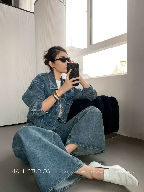 MALI｜宽松阔腿牛仔裤复古牛仔外套短款高级感短款高级感上衣