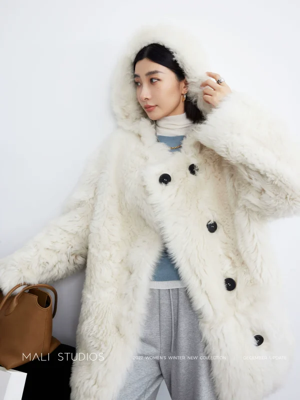 MALI|“经典大白熊系列”_进口托斯卡纳半卷系列连帽短/中长皮草