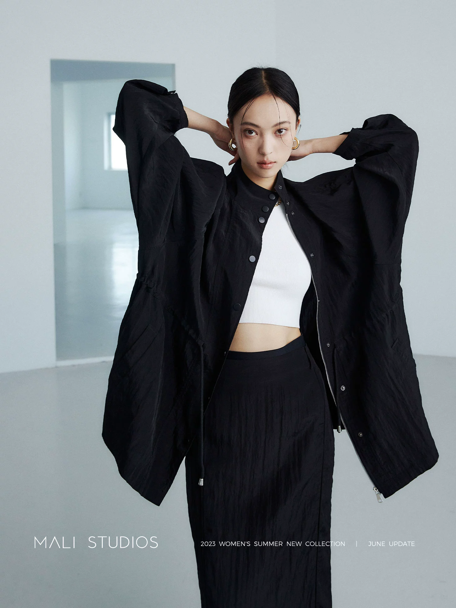 MALI|高街时髦运动风_多造型空气感廓形外套半裙舒适防晒套装 - Image 5