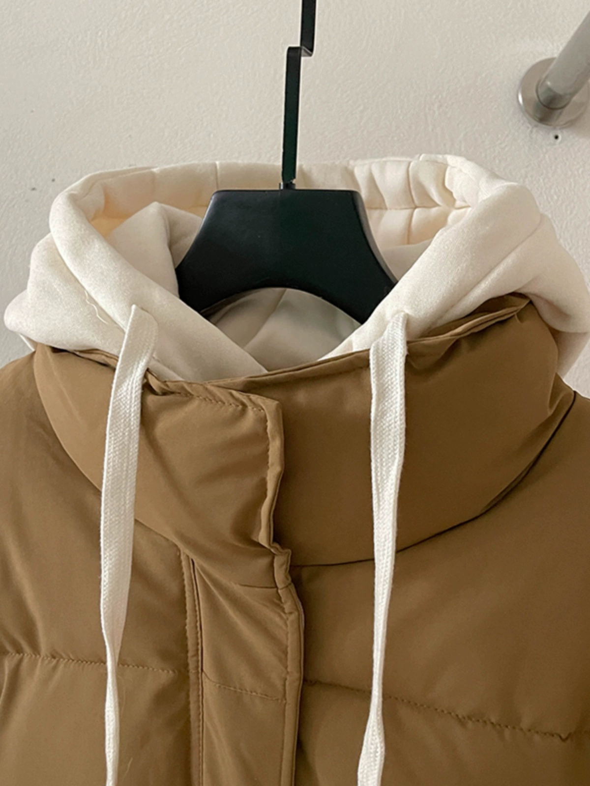 撞色立领连帽加厚棉服外套女装2024冬季新款韩版拉链开衫面包服潮 - Image 4