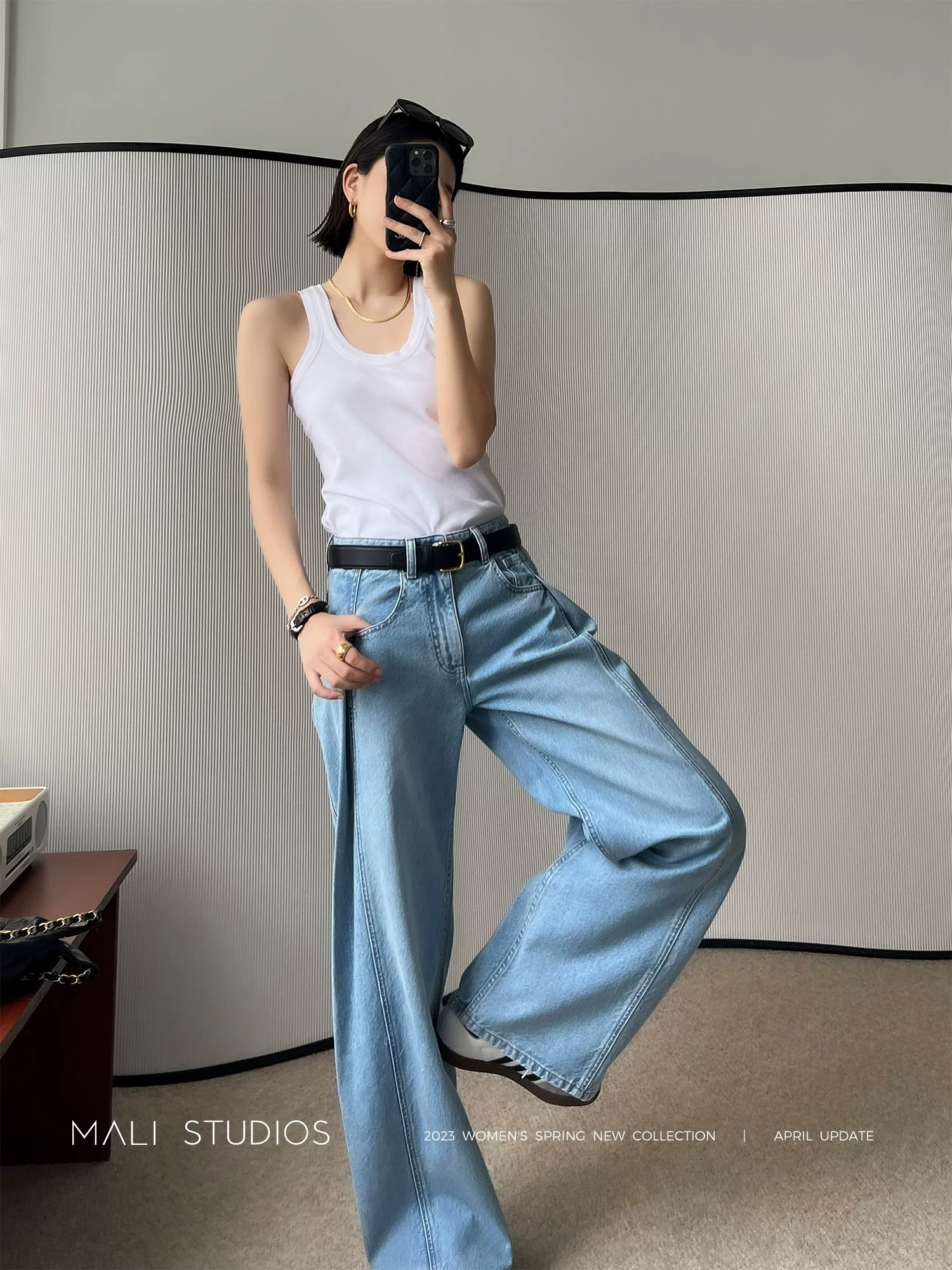 MALI|时髦流浪裤_解构主义经典随性阔腿牛仔裤 - Image 3