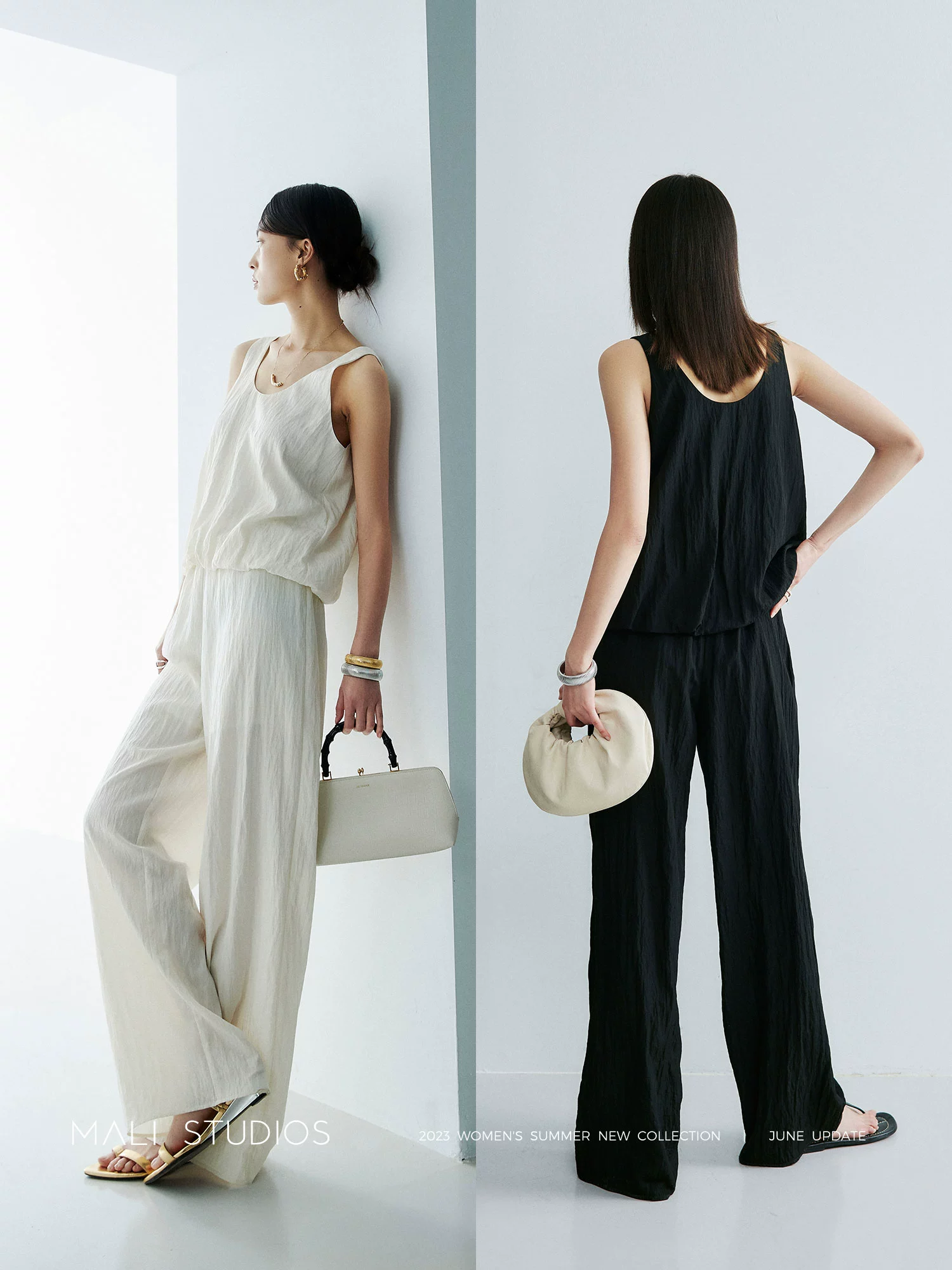 MALI|微皱肌理感面料_清凉舒适極简泡泡无袖背心空气裤连衣裙 - Image 4