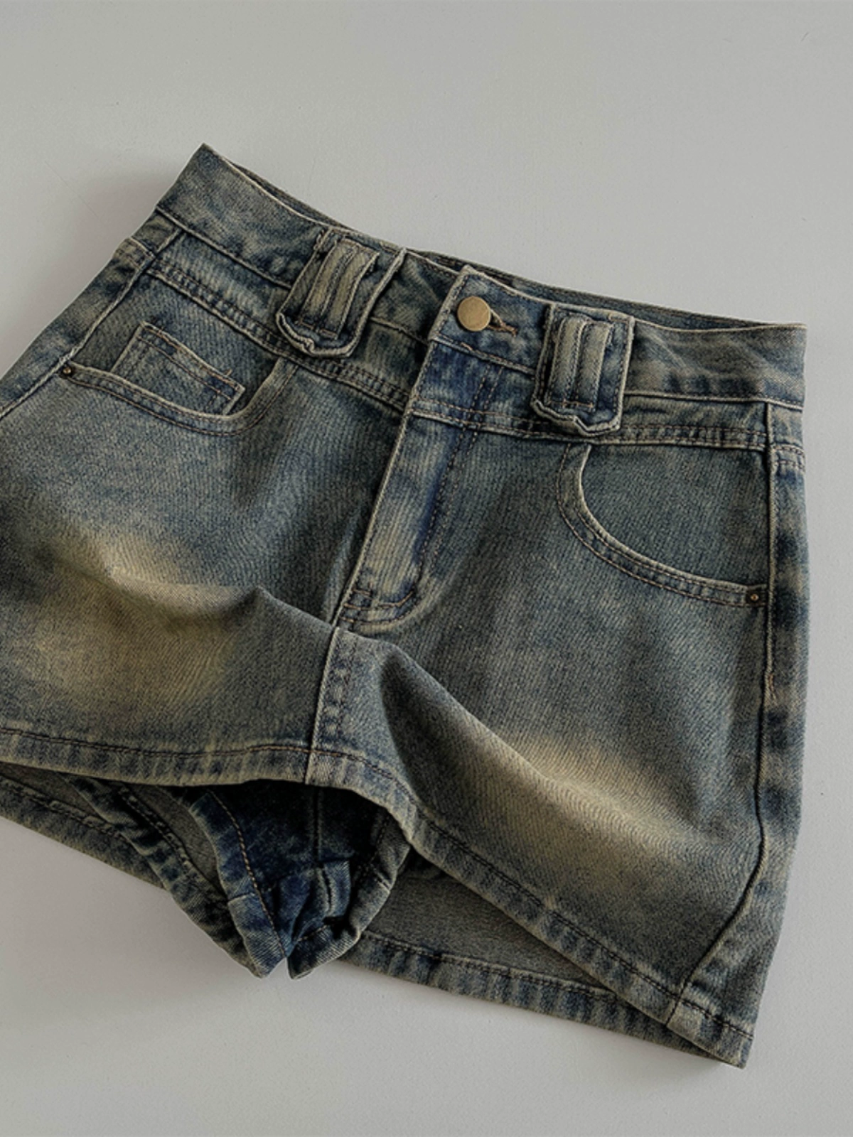 复古蓝色牛仔半身裙2024夏季新款女装百搭高腰短款防走光a字短裙