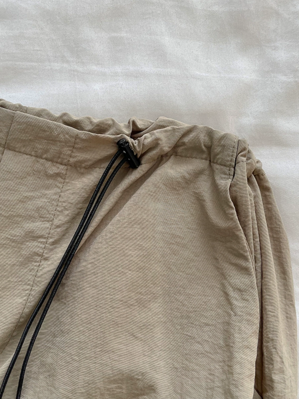 个性纯色抽绳束脚工装休闲裤2024秋季新款女装百搭速干宽松阔腿裤 - Image 3