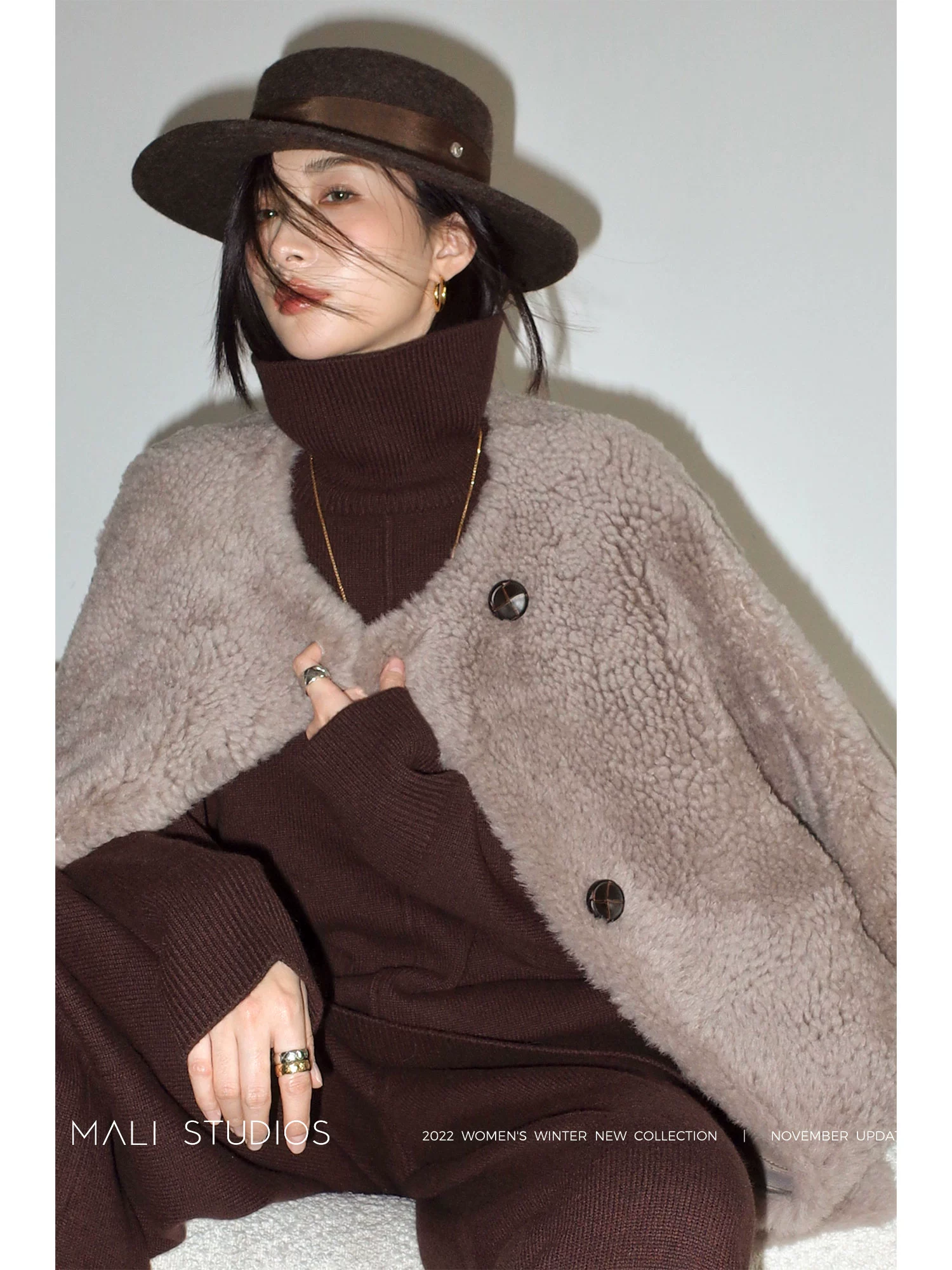 MALI|进口冰岛羊毛_高级拼裘工艺斜门襟皮草外套 - Image 4