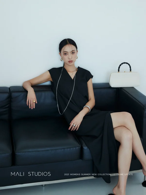 MALI|極简小众风_仿麻肌理干爽舒适 手工毛边无袖连衣裙