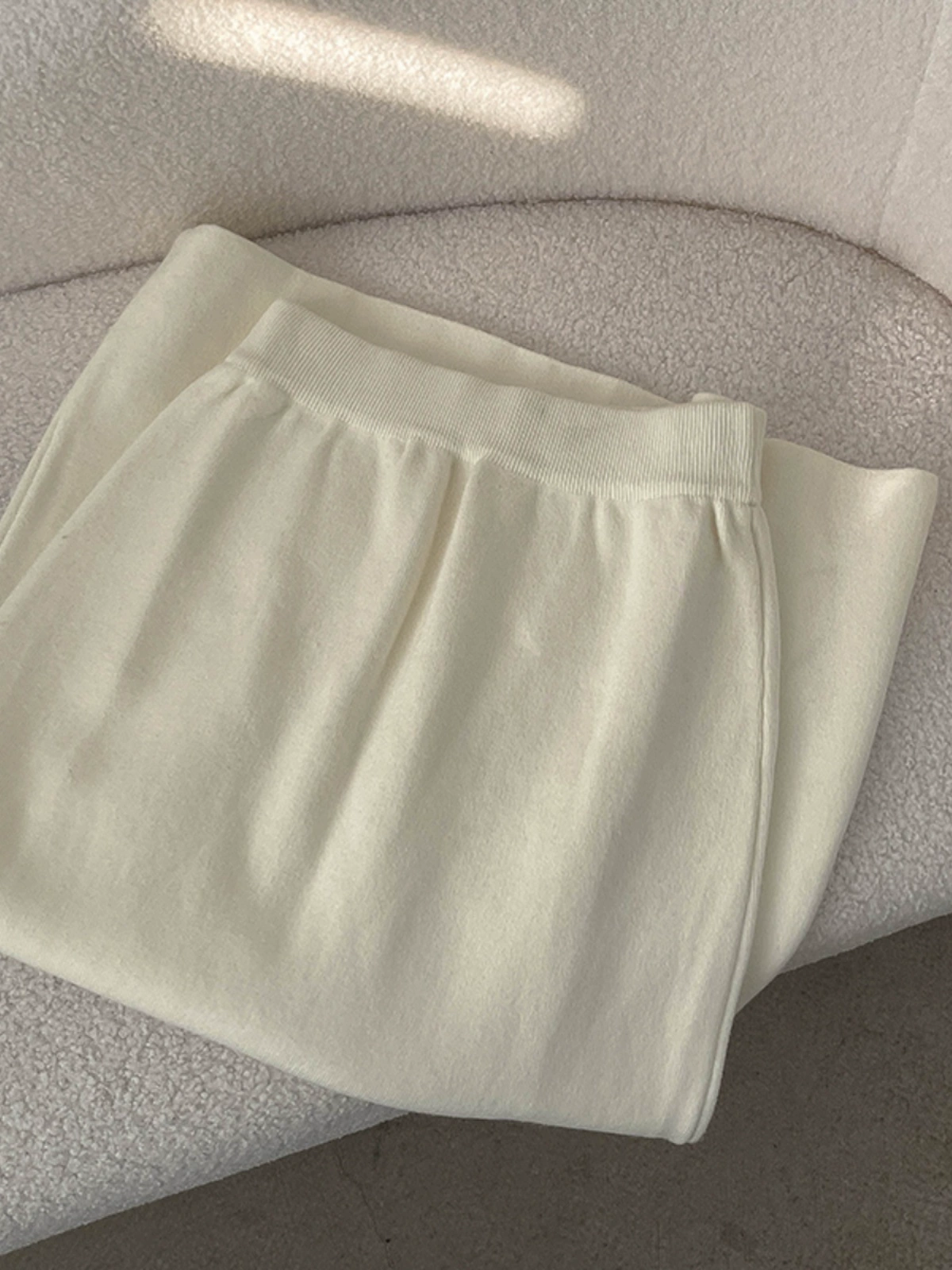 纯色针织甜美半身裙女装2024秋季新款韩版百搭宽松中长款A字裙潮 - Image 4