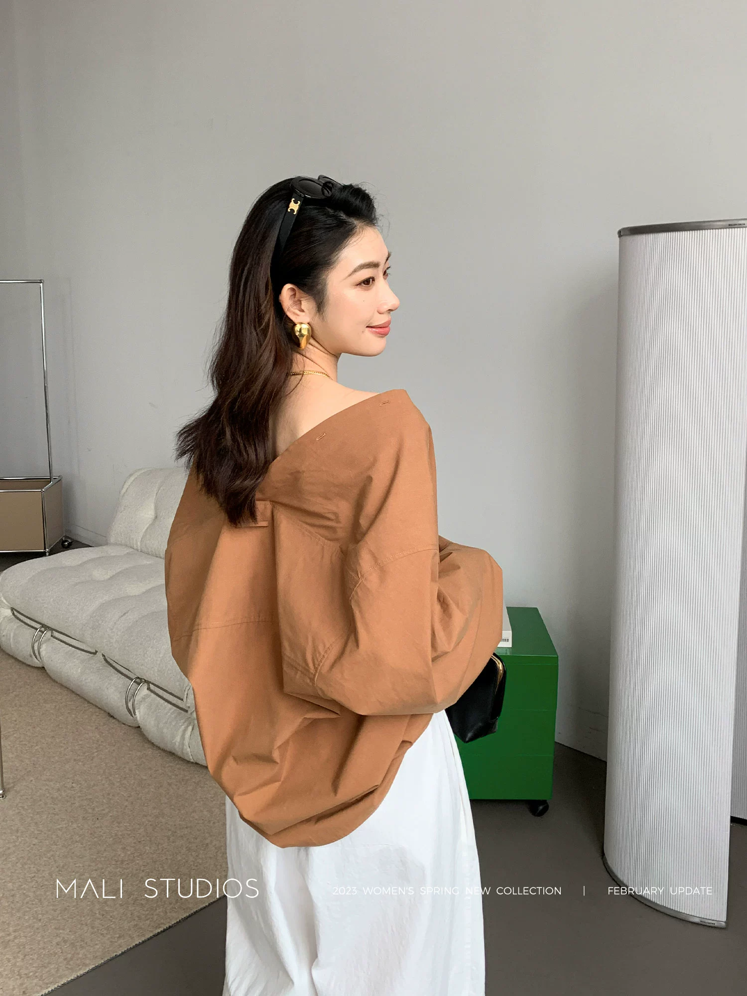 MALI|INS北欧及简风_解构设计造型感廓形双V领衬衫 - Image 4