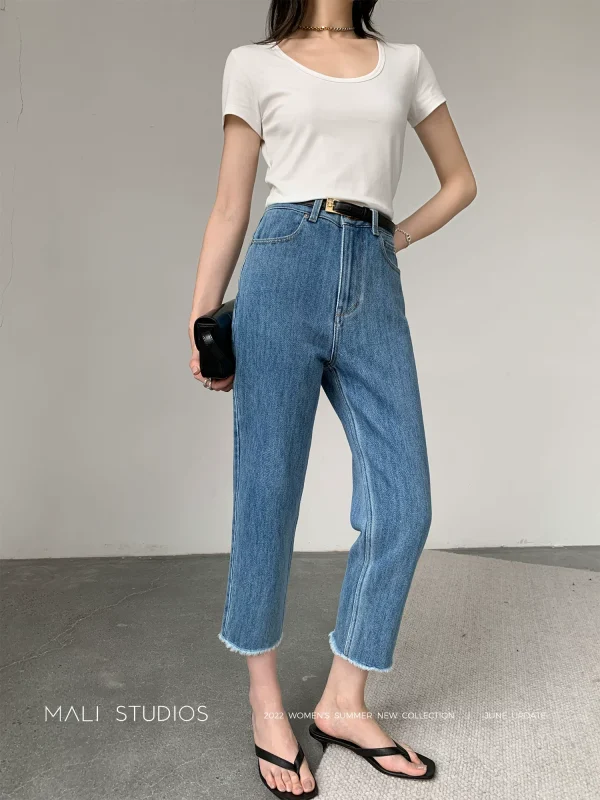 强捻双股纱|时髦百搭高质量水洗新疆长绒棉毛边七分裤