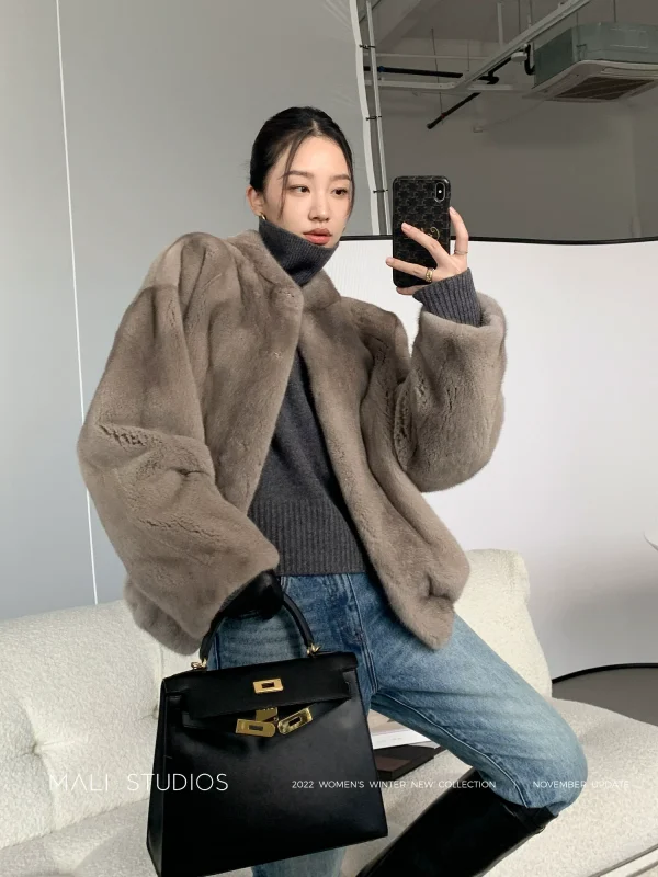 MALI｜丹麦进口皇冠天鹅绒_时髦年轻休闲夹克水貂外套