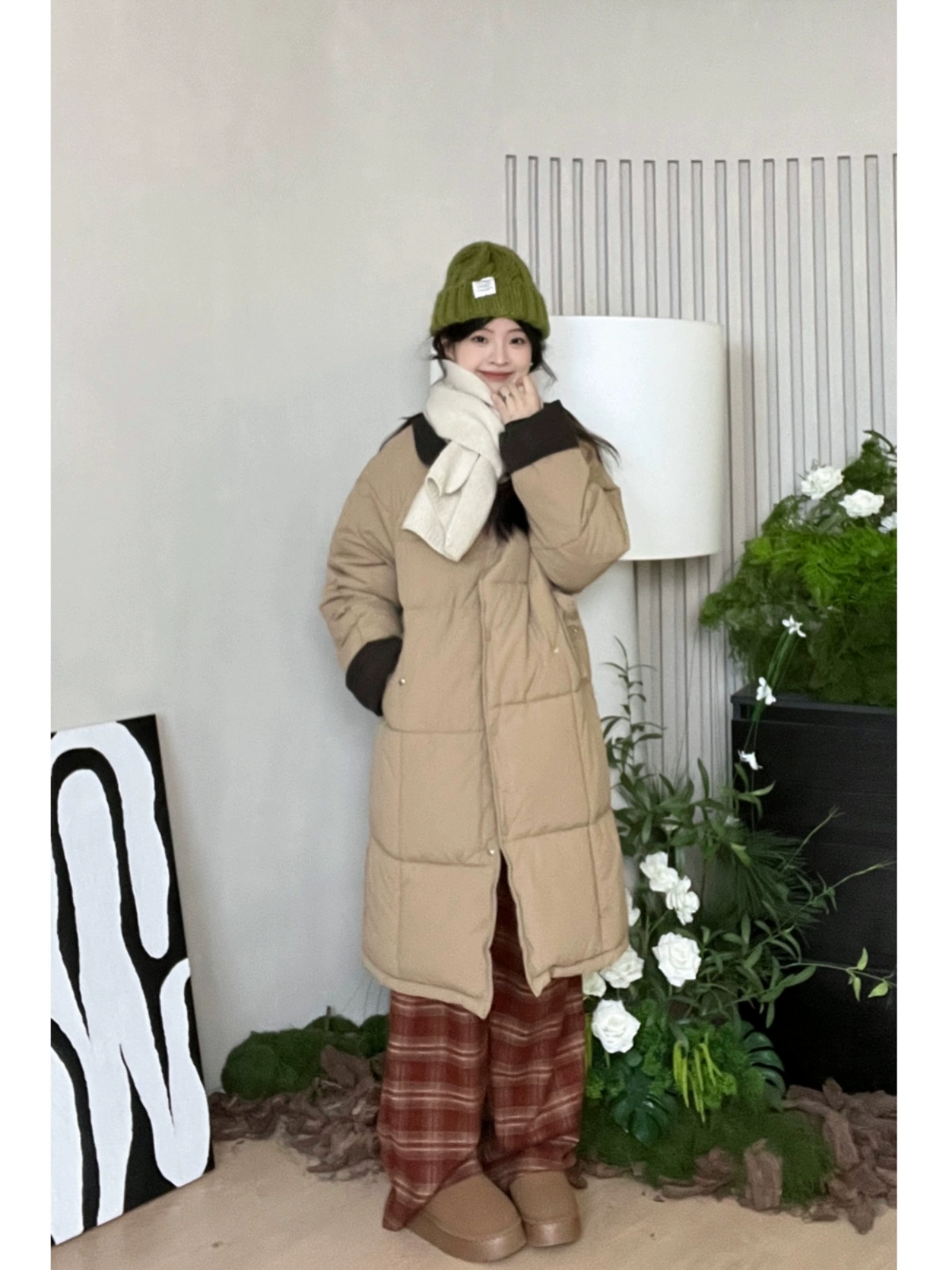 中长款2024冬季棉服女设计感撞色翻领韩版时尚宽松棉袄面包服外套 - Image 5