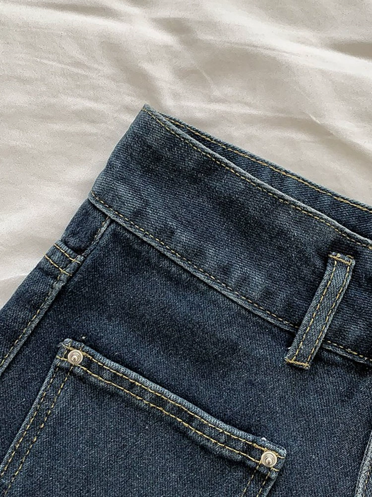 韩版时尚高腰牛仔短裤2024年春秋新款女装百搭显瘦宽松复古阔腿裤 - Image 4