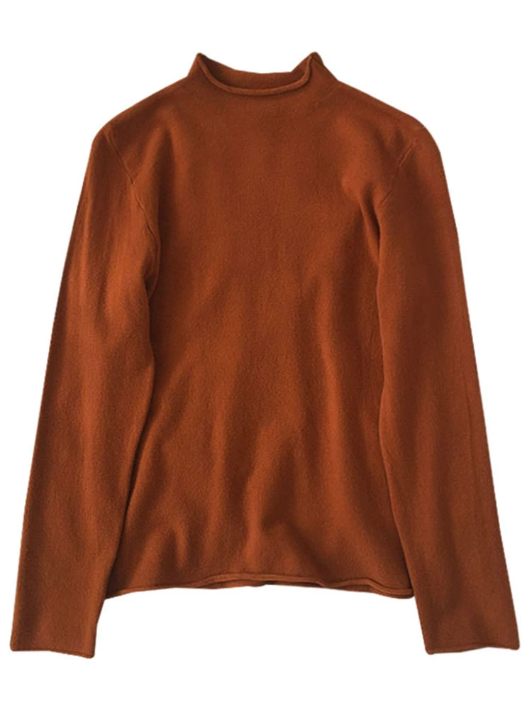 韩版纯色毛针织衫2024新款春秋女装时尚气质半高领长袖学生内搭潮 - Image 5