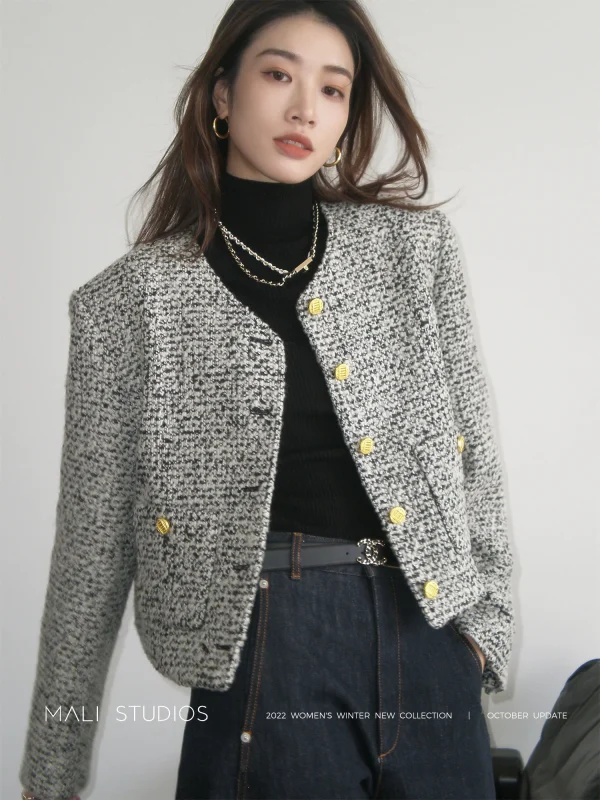 MALI|意大利进口圈圈纱 CE风时髦箱型外套