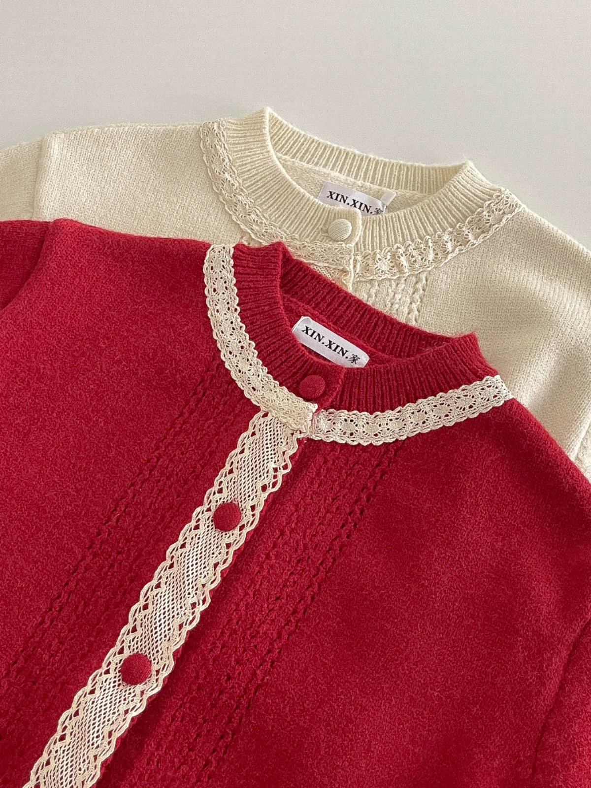 花边撞色减龄针织毛衣2024秋冬新款韩版女装休闲甜美长袖开衫上衣 - Image 3