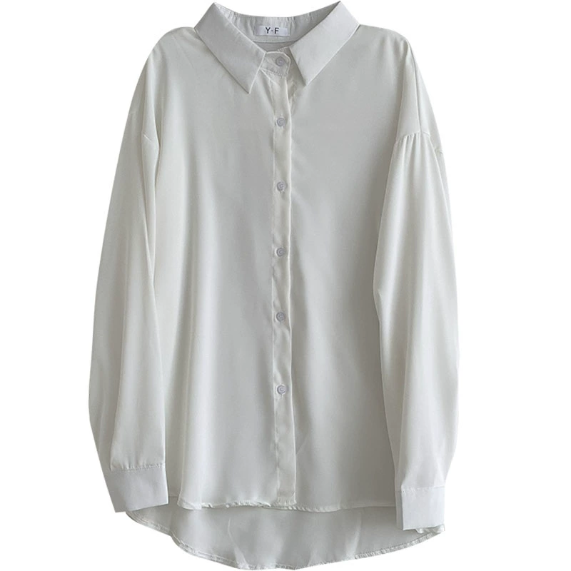 女士衬衫休闲百搭2024年春秋新款小众设计文艺小清新宽松长袖衬衣 - Image 5