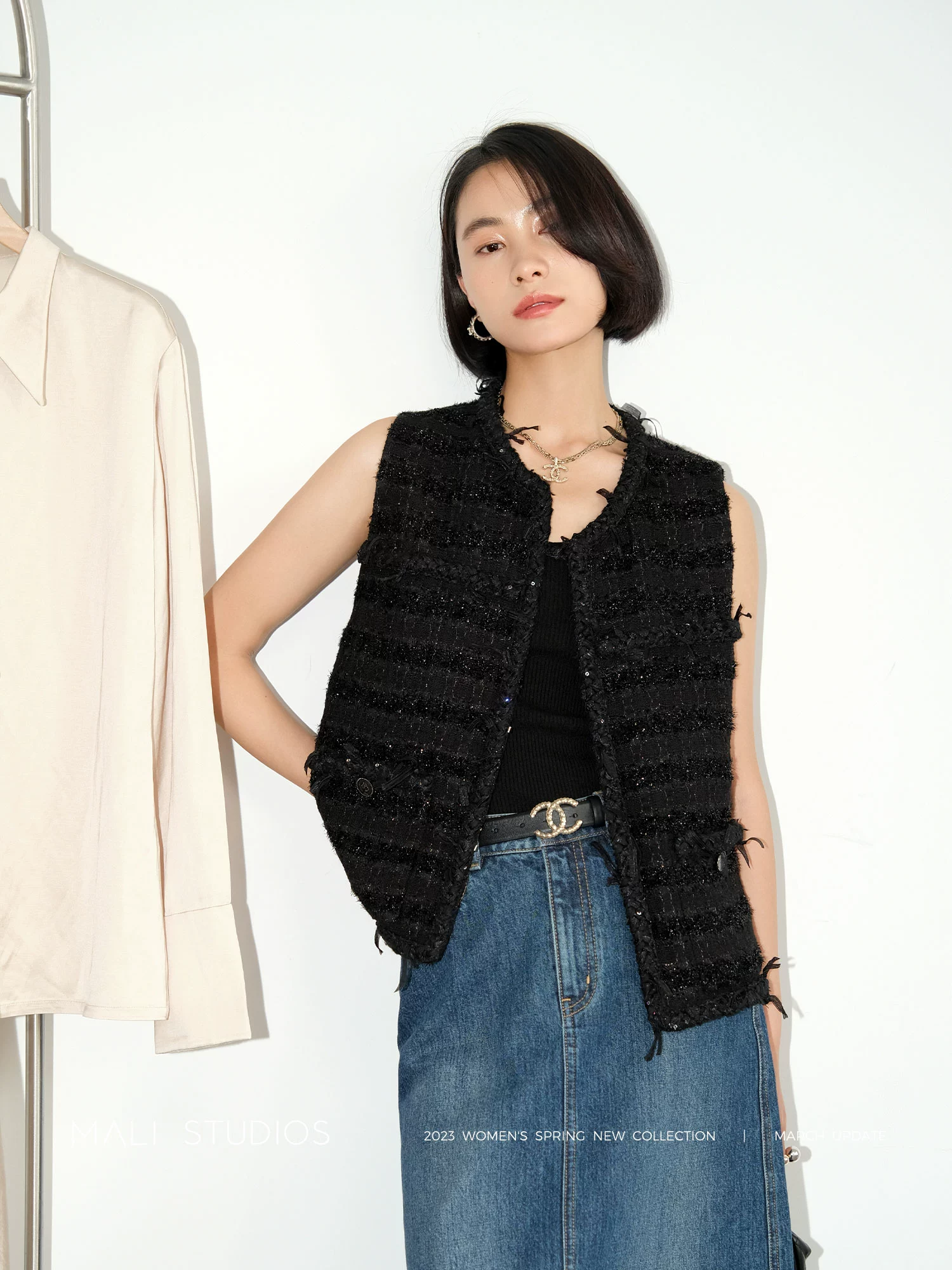 MALI|法式优雅随性_日本进口编织肌理感春夏小香风马甲背心 - Image 5