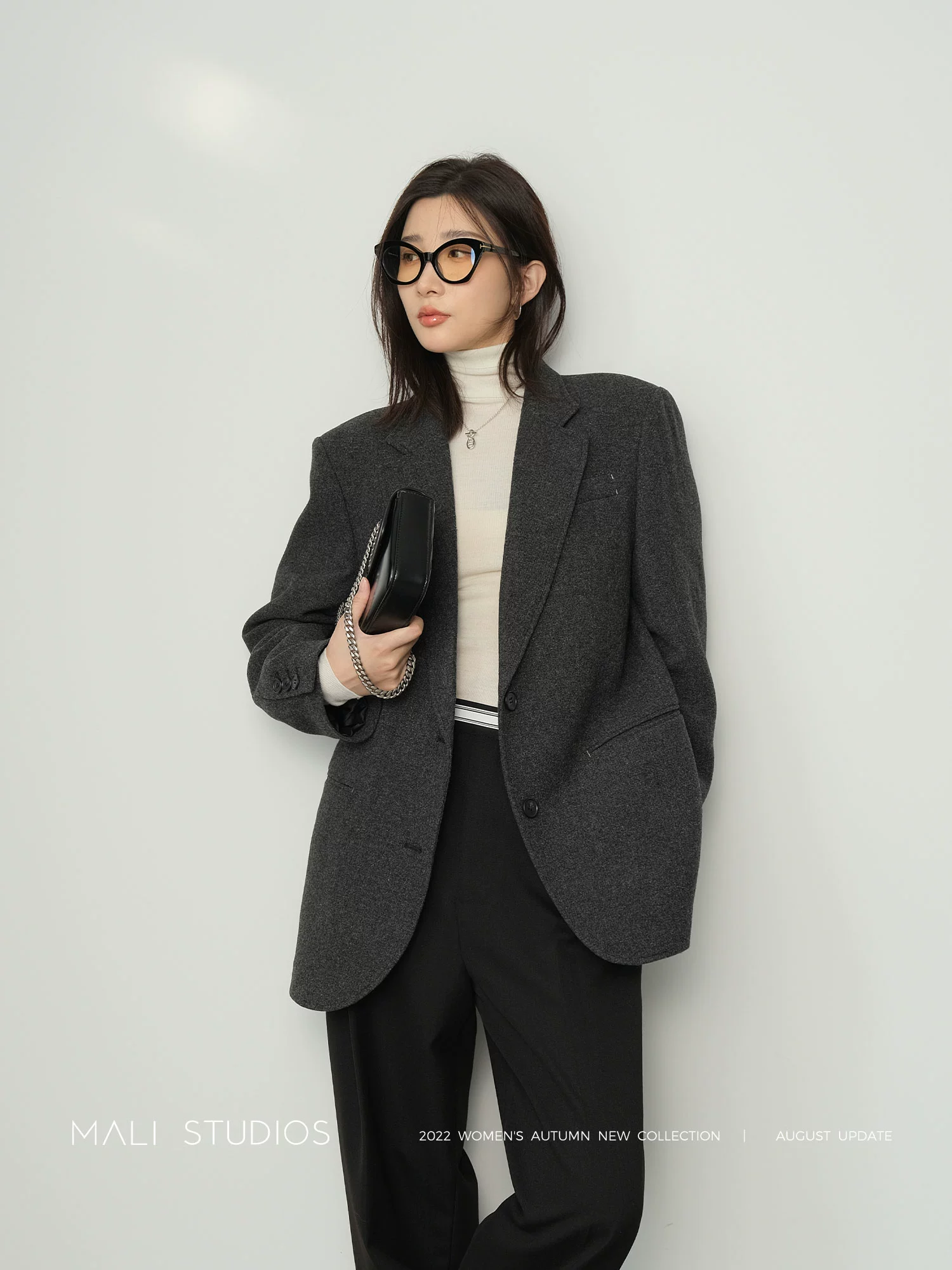 MALI|高级定制花式混色粗纺羊毛|经典复古廓形西装 - Image 3