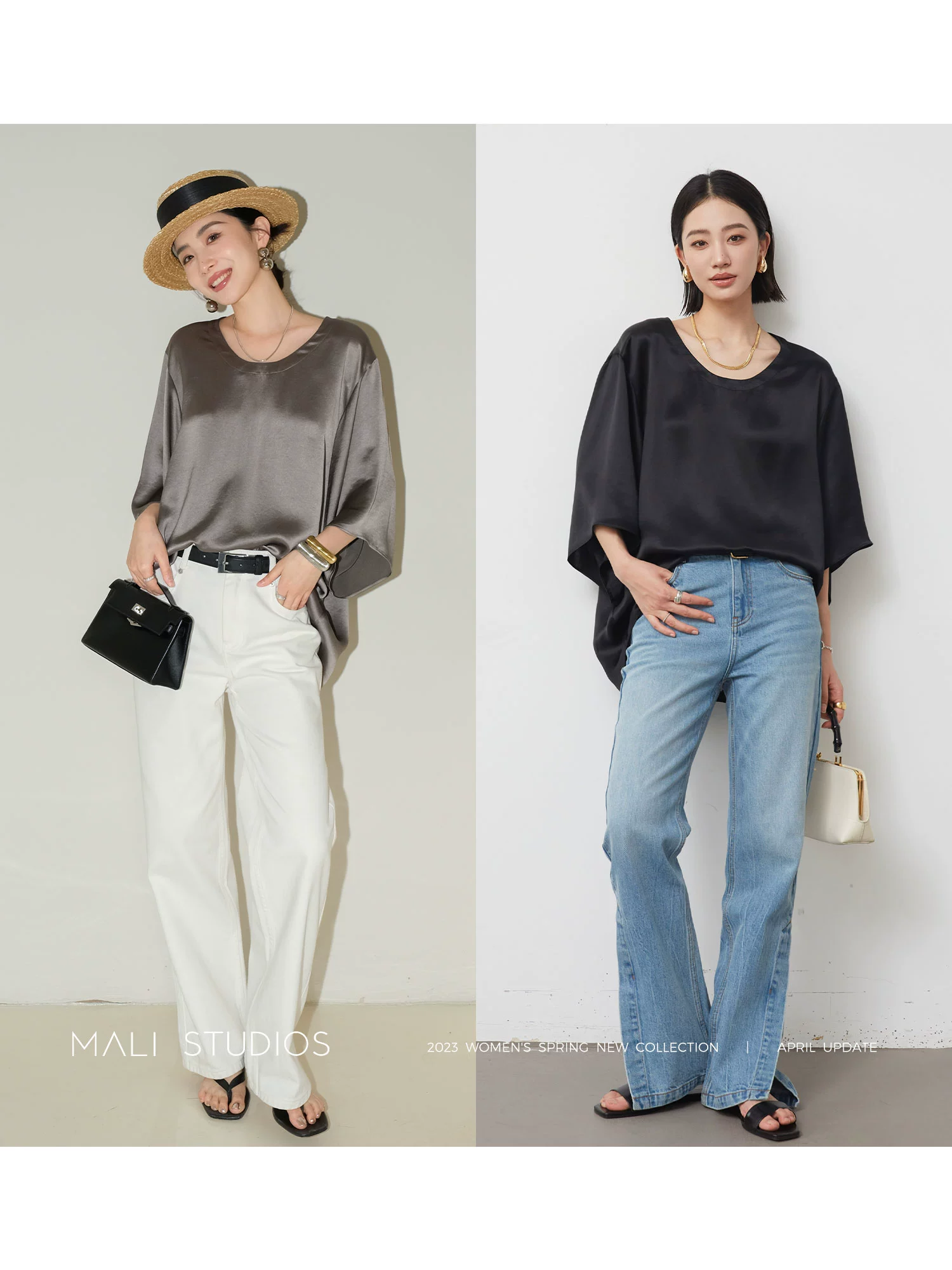 MALI|夏日醋酸缎面_及简舒适懒人套装七分袖上衣短裤 - Image 5