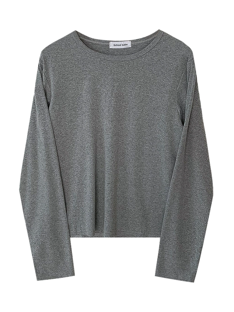 百搭多色磨毛内搭圆领长袖T恤2024秋季新款女装舒适打底衫上衣潮 - Image 5