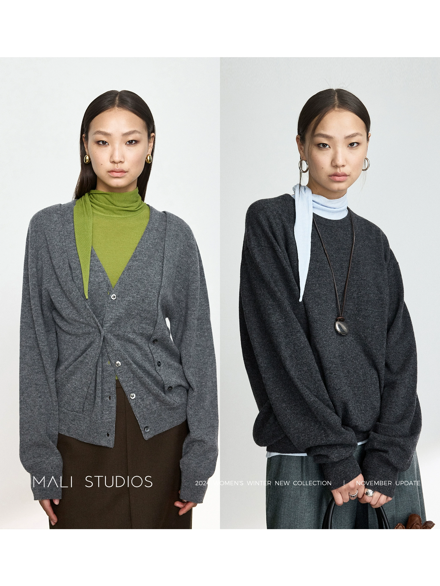 MALI | 时髦多穿造型感飘带高领天丝羊毛打底衫 - Image 5