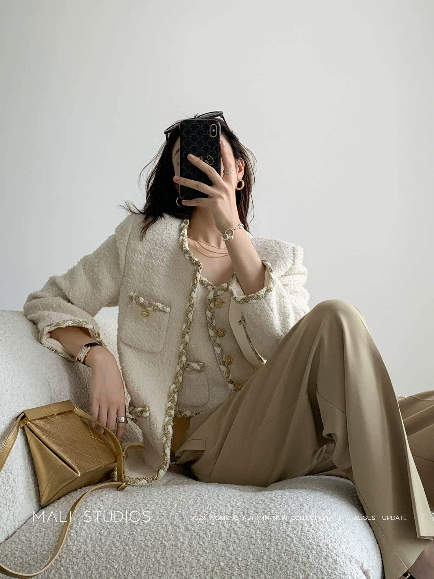 MALI|定制羊毛圈圈纱粗花呢|纯手工编织带小香风三件套 - Image 5