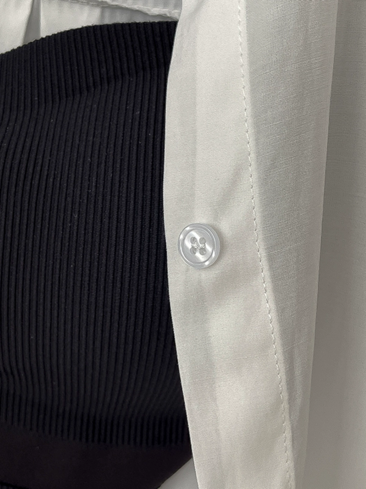 时尚纯色翻领长袖防晒衬衫2024夏季新款韩版女吊带背心垂感休闲裤 - Image 4