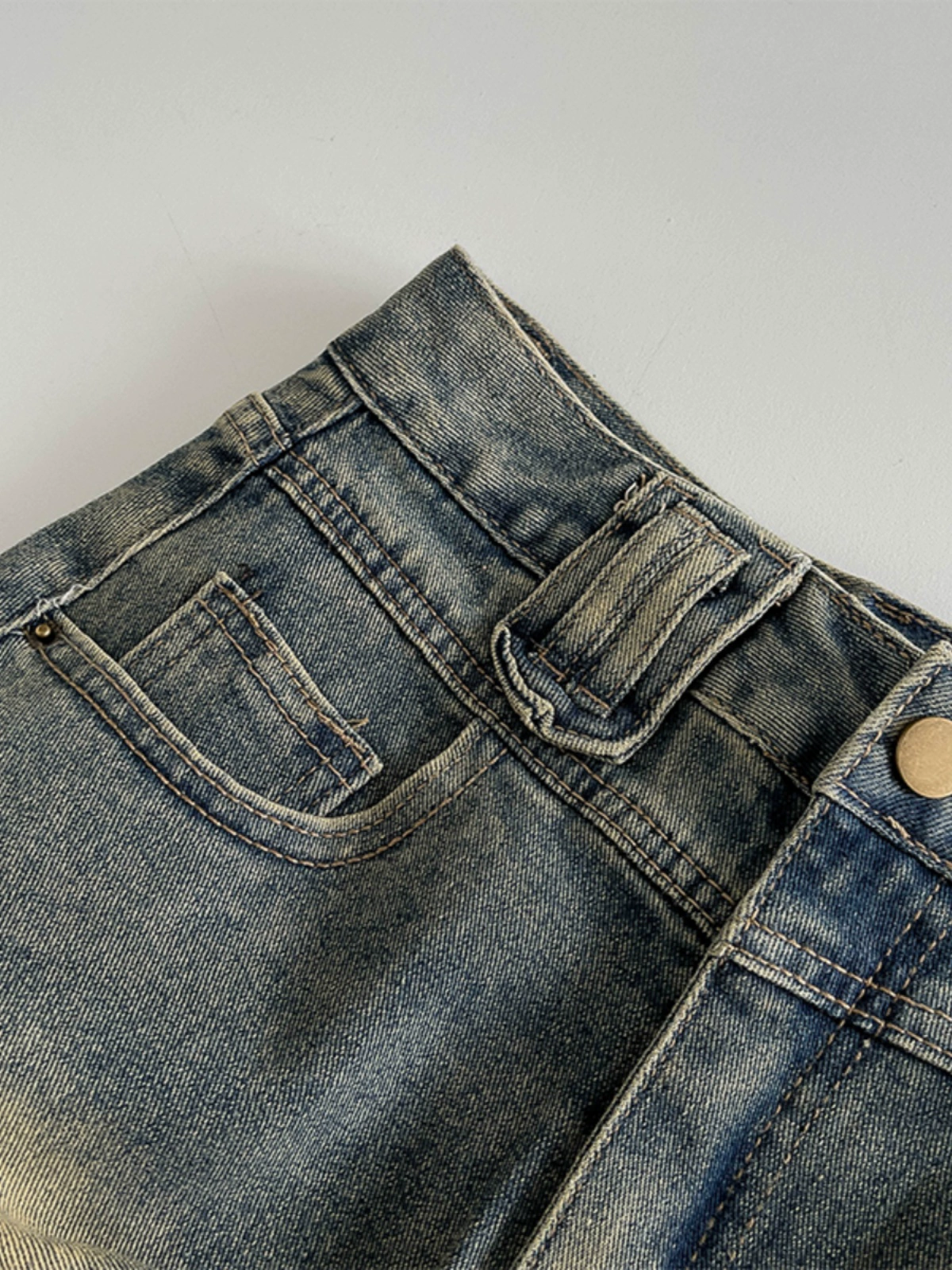 复古蓝色牛仔半身裙2024夏季新款女装百搭高腰短款防走光a字短裙 - Image 3