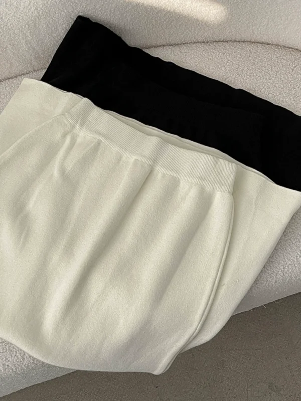 纯色针织甜美半身裙女装2024秋季新款韩版百搭宽松中长款A字裙潮