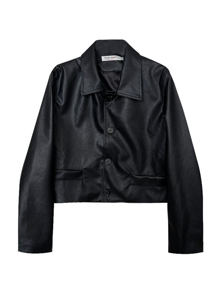气质甜酷翻领高街机车风皮衣外套2024冬季新款韩版女炸街长袖上衣 - Image 5