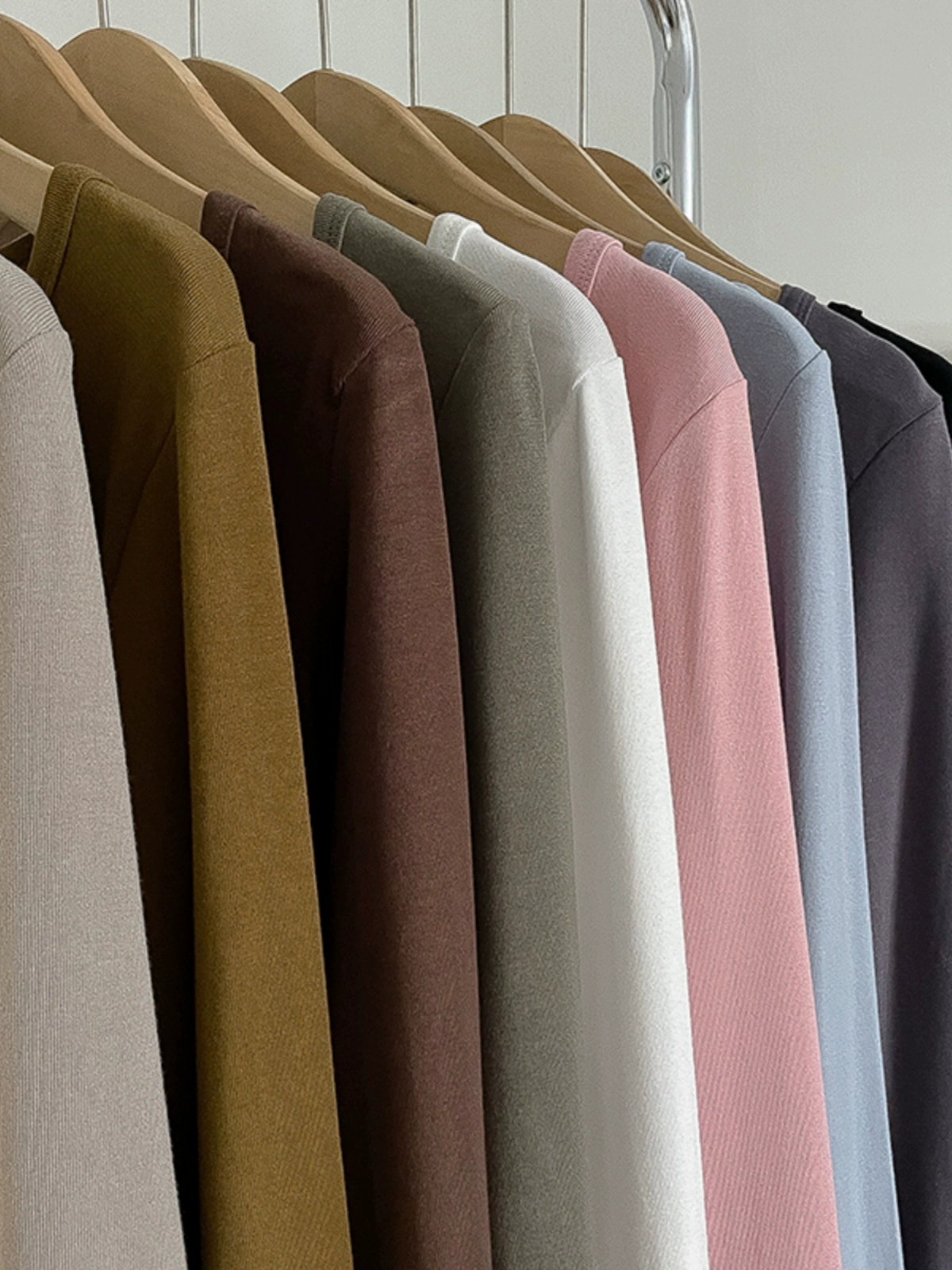 百搭多色圆领长袖T恤女2024秋季新款女装修身内搭叠穿打底衫上衣 - Image 3