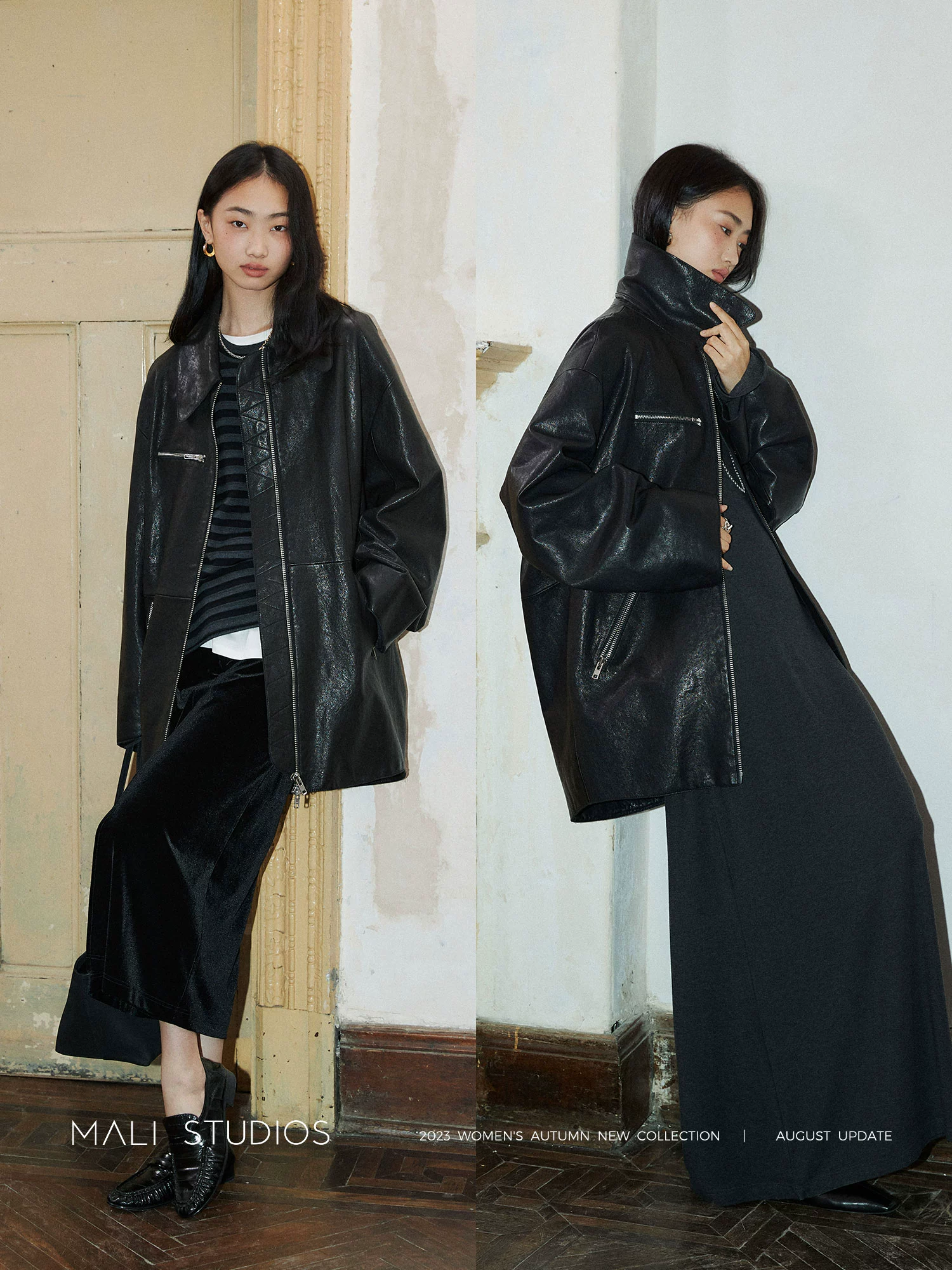 MALI|加厚植鞣绵羊皮_时髦廓形翻领短款中长款皮夹克外套 - Image 3