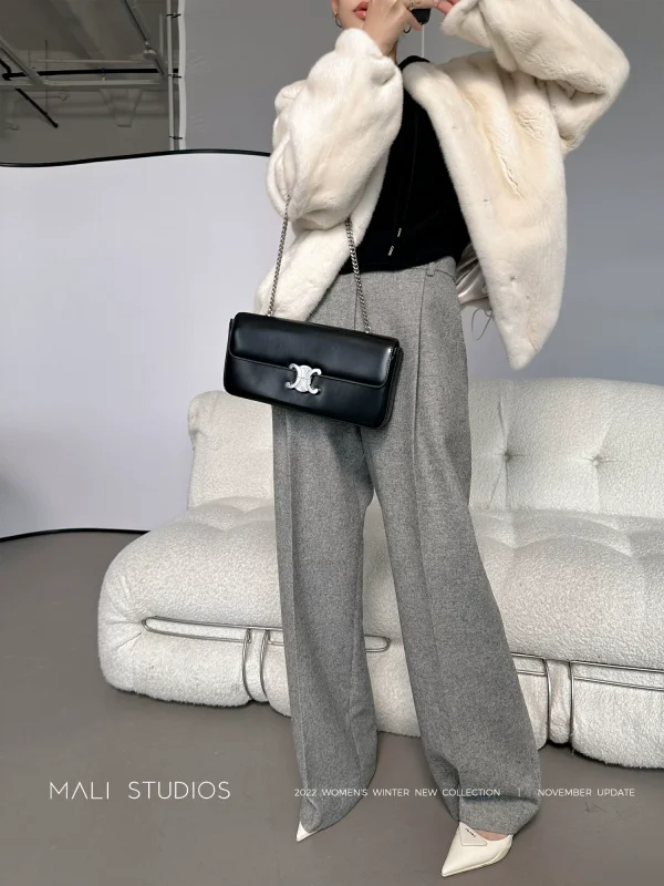 MALI｜韩国进口全羊毛/高端羊毛_御寒遮肉立体压褶阔腿裤