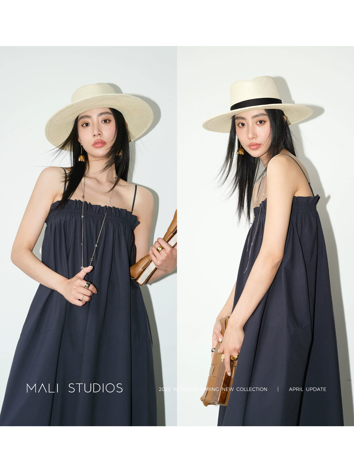 MALI|度假氛围感_夏季褶皱抹胸A字吊带连衣裙 - Image 2