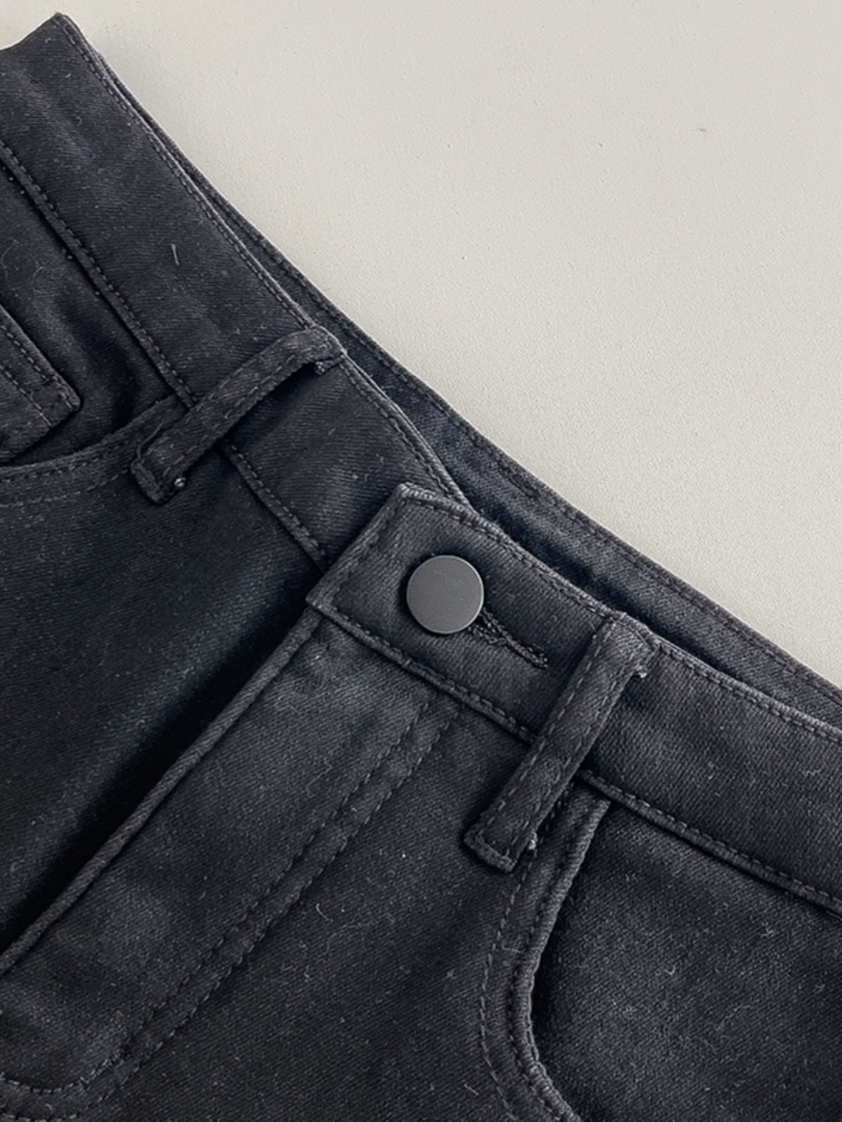 加绒加厚黑色牛仔裤女装2024冬季新款韩版高腰宽松宽松阔腿长裤子 - Image 3