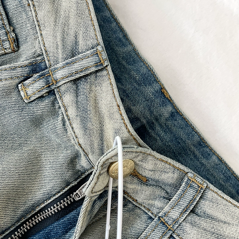复古做旧水洗牛仔裤2024秋季新款女装百搭浅色宽松垂感阔腿长裤子 - Image 2