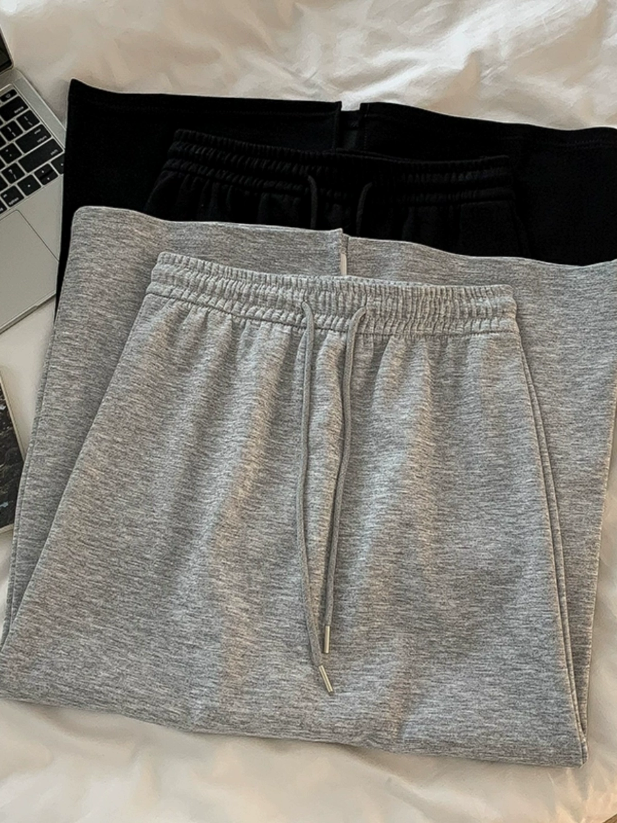 纯色休闲简约开叉半身裙2024秋季新款韩版女装中长款松紧腰A字裙 - Image 2