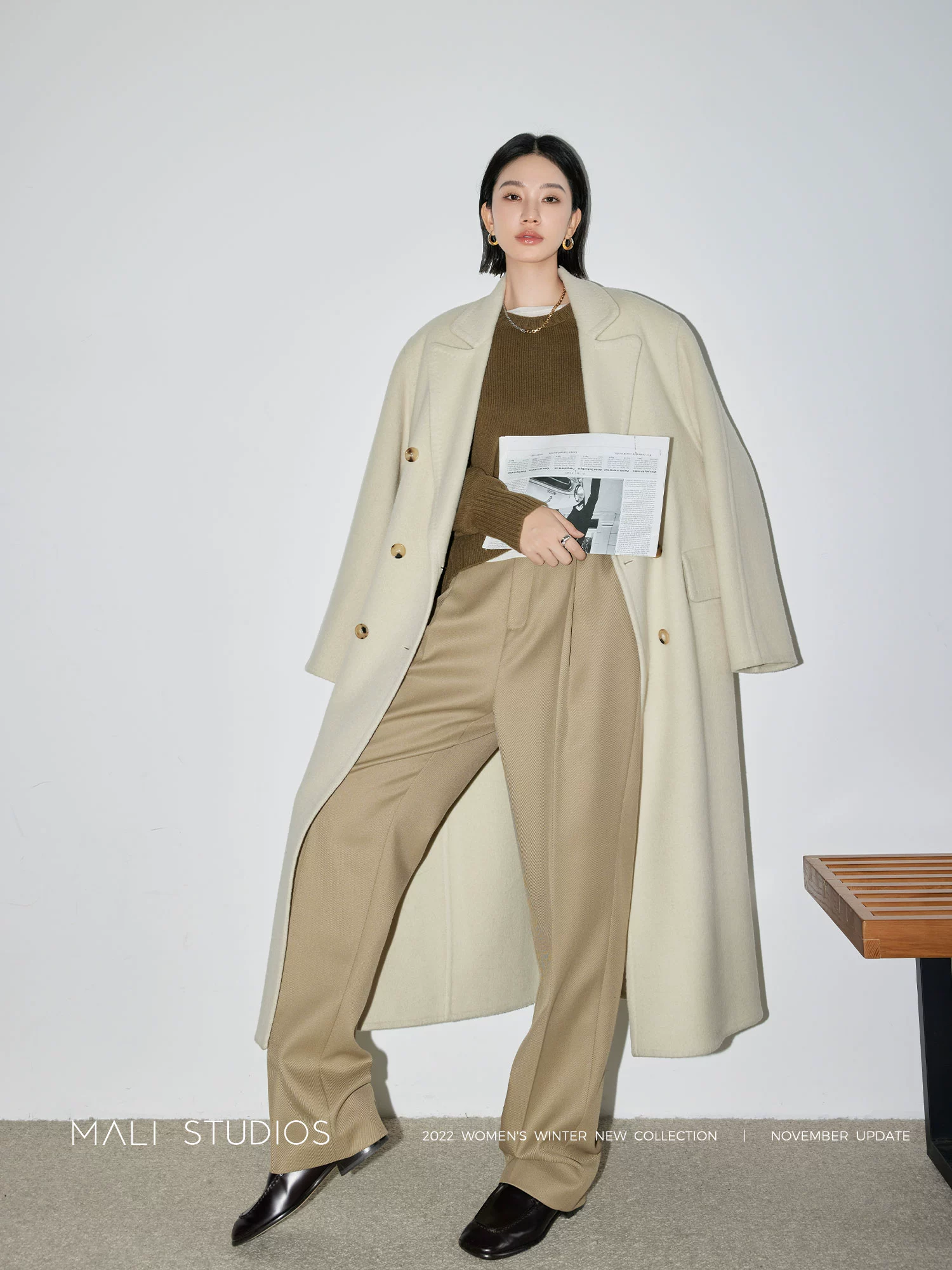 MALI|一条过冬经典裤型_加厚斜纹羊毛立体褶修身显瘦西装裤 - Image 3