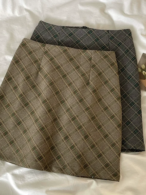 高腰显瘦气质复古格子半身裙短裙女装2024夏季新款休闲百搭a字裙