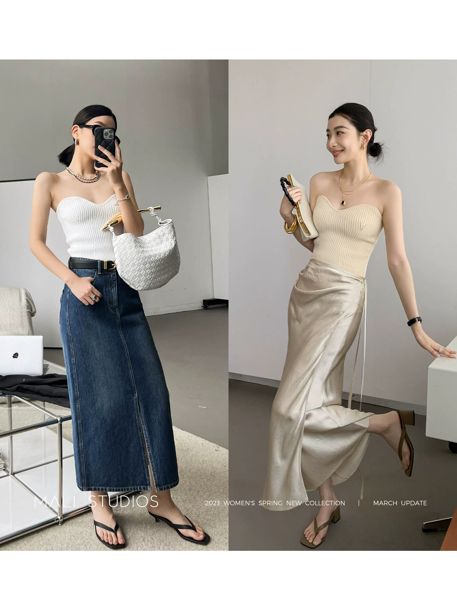 MALI|复古回潮_春夏修身弹力显瘦针织胸衣抹胸 - Image 4