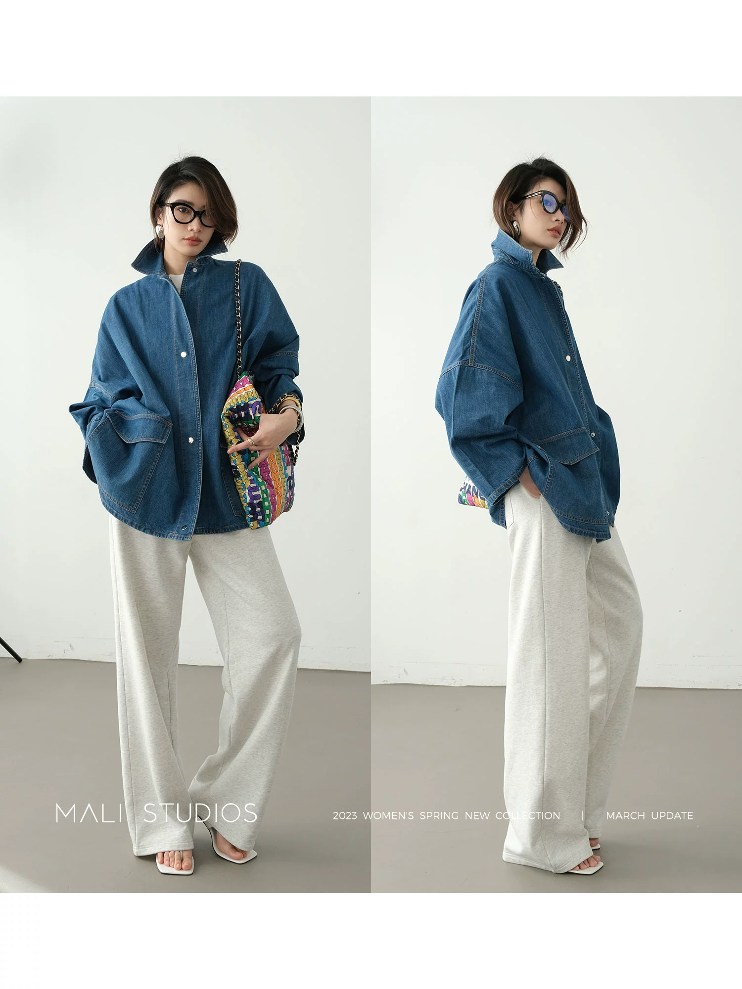 MALI|复古牛仔衬衫廓形牛仔衬衣春女高端宽松外套 - Image 4