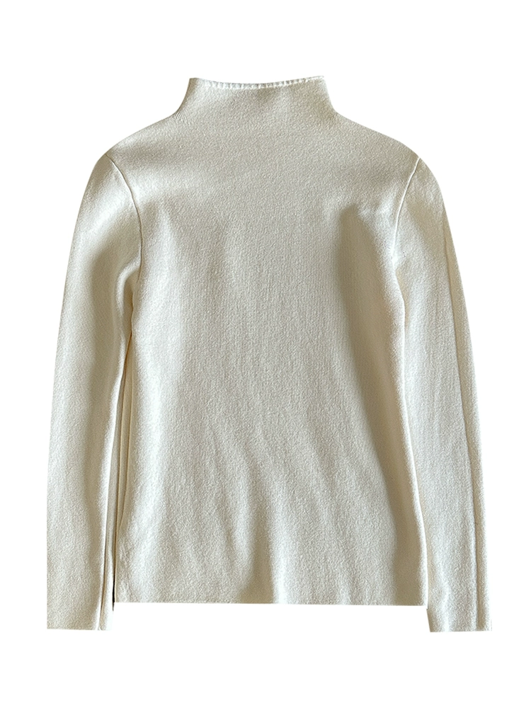 纯色半高领针织衫毛衣女装2024冬季新款韩版洋气加绒长袖打底衫潮 - Image 5