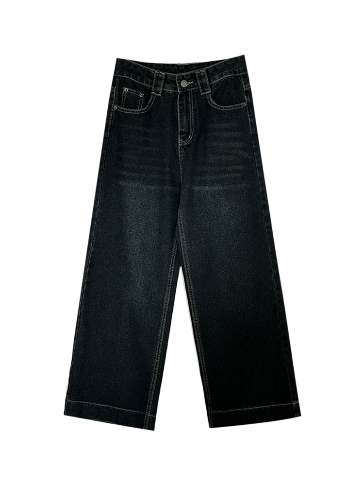 百搭高腰显瘦阔腿牛仔裤2024夏季新款韩版女装流行时尚宽松九分裤 - Image 5