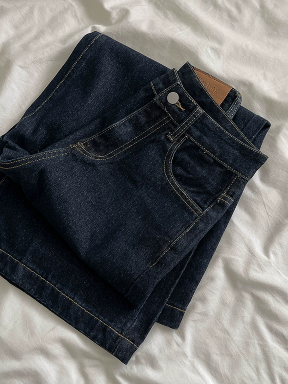 蓝牛仔裤女2024年秋季新款时尚宽松高腰百搭显瘦阔腿裤拖地长裤子 - Image 2