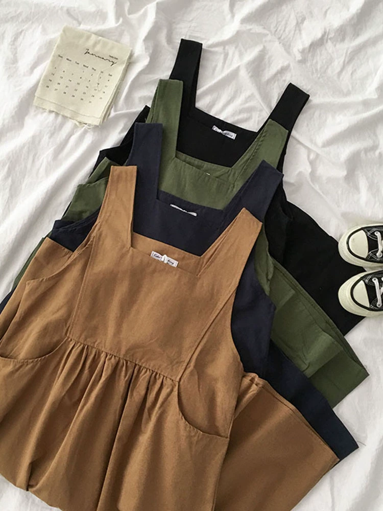 微胖女生中长款连衣裙2024年春秋新款女韩版流行港风无袖背带裙子