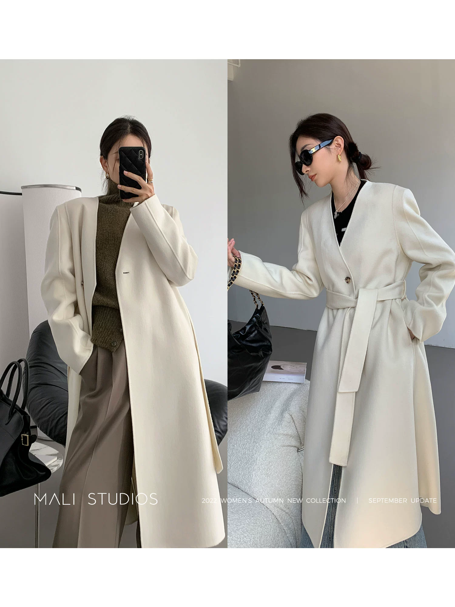 MALI|建筑极简风|全羊毛拱针垫肩大衣 - Image 4