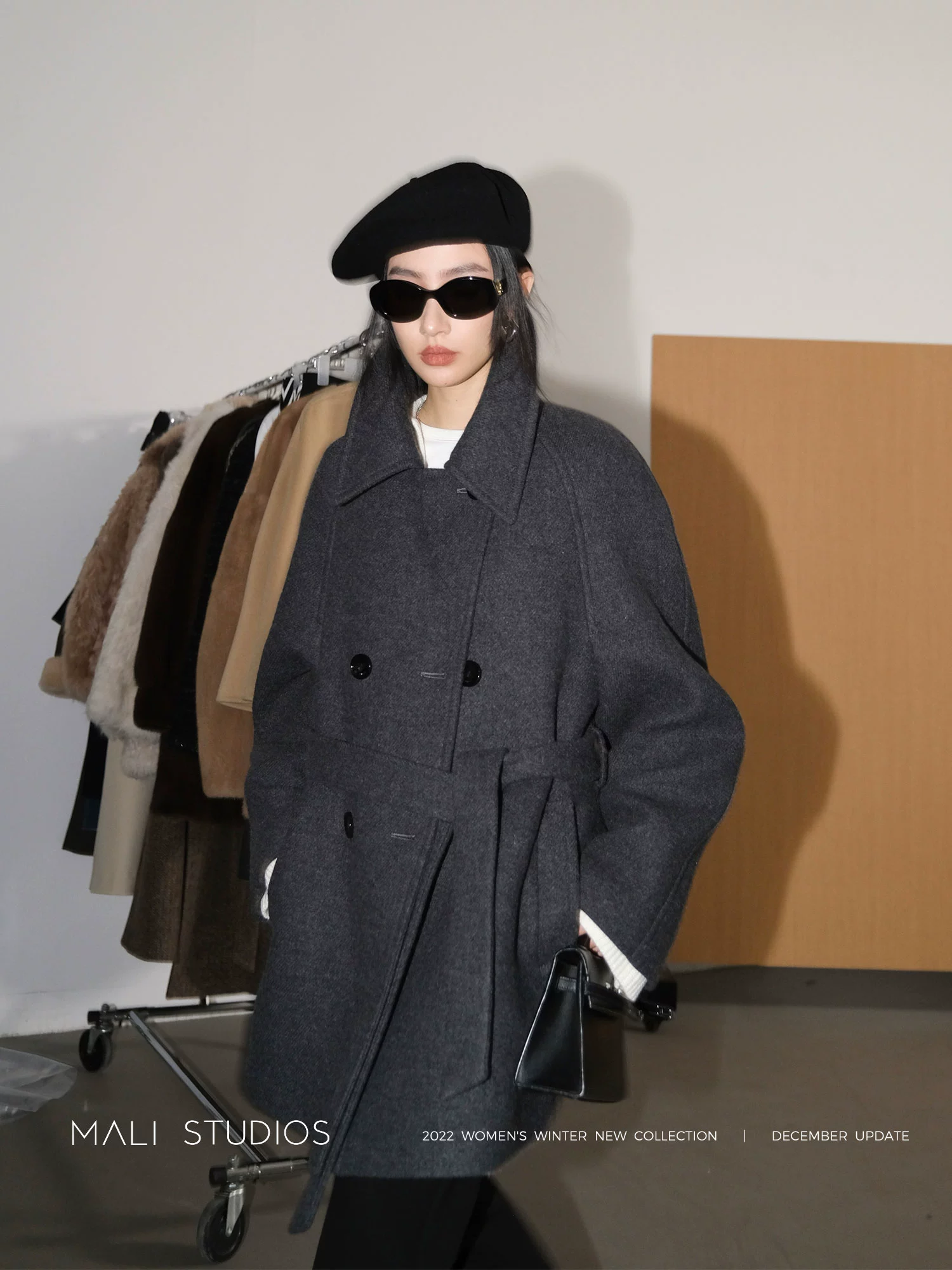 MALI|INS博主欧尼大衣_意大利进口人字纹长款/短款廓形大衣