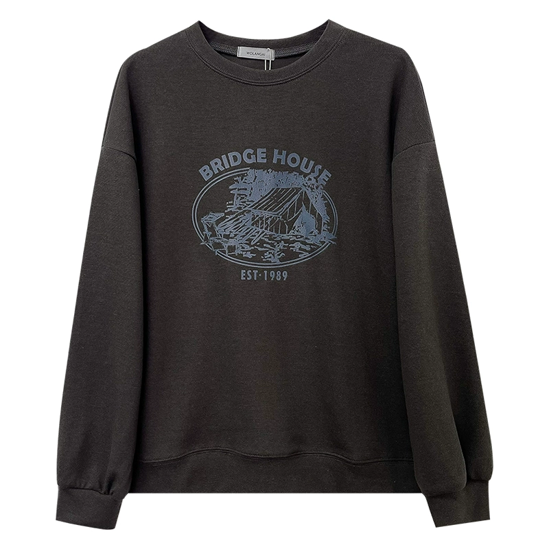 个性休闲时尚印花长袖卫衣2024秋季新款女学院风宽松百搭圆领上衣 - Image 5