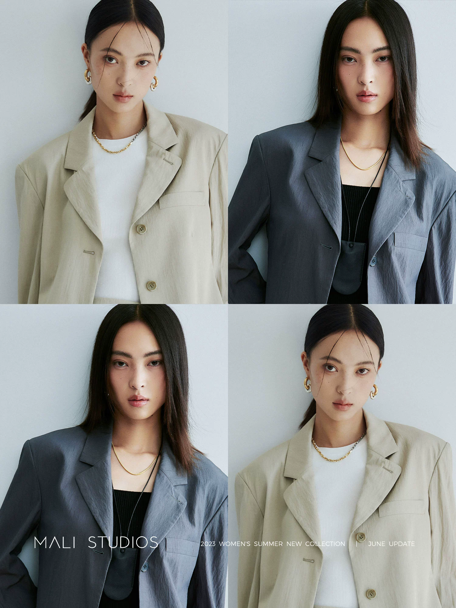 MALI|夏日轻薄肌理感面料_复古小廓型西装+短裤套装 - Image 4